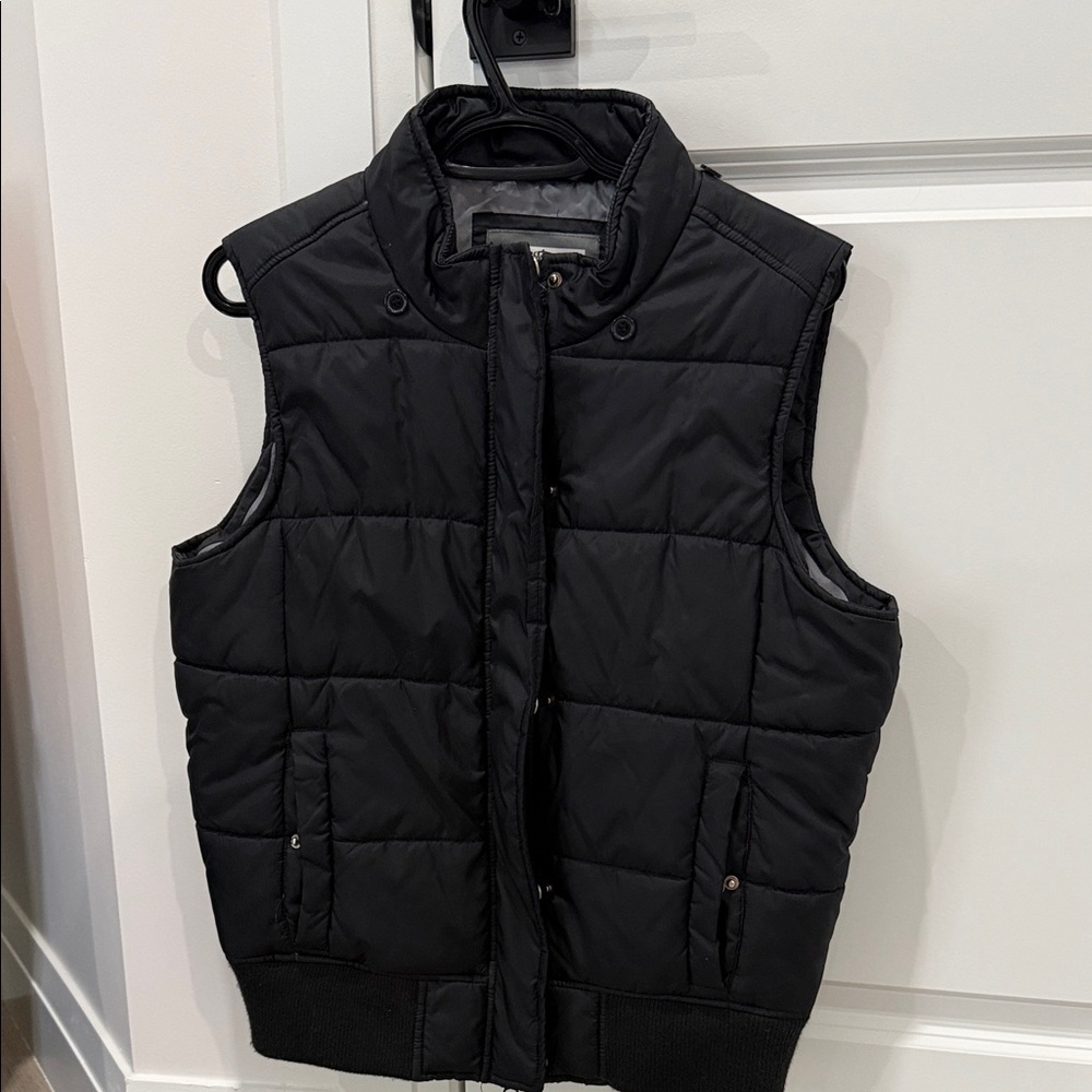Classic Black Quilted Puffer Vest with High Collar